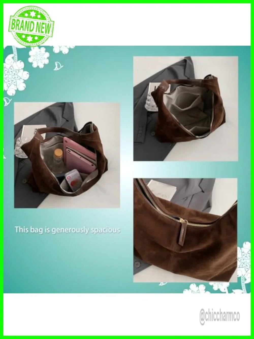 Suede Tote Purse Hobo Bag Slouchy Shoulder Handbag for Women